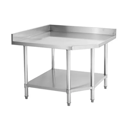 304SS Corner Work Bench With Splashback & Under Shelf