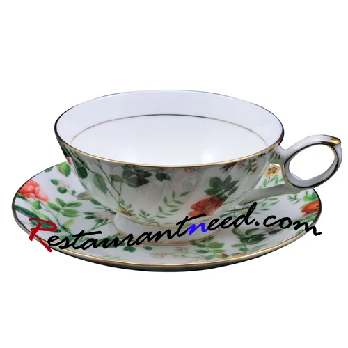 200ml YAMI Salix Leaf Tea Cups & Saucers 2 Set