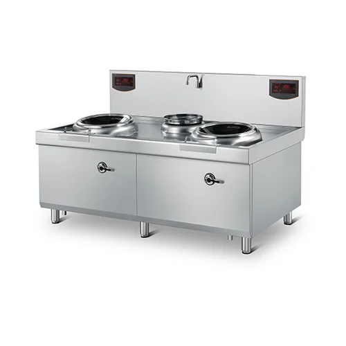 Double Chinese Induction Wok Station with Soup Warmer