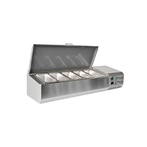 FEELART FET12030CS 1.2m (30L) Countertop Refrigerated Prep Rail with Stainless Steel Lid