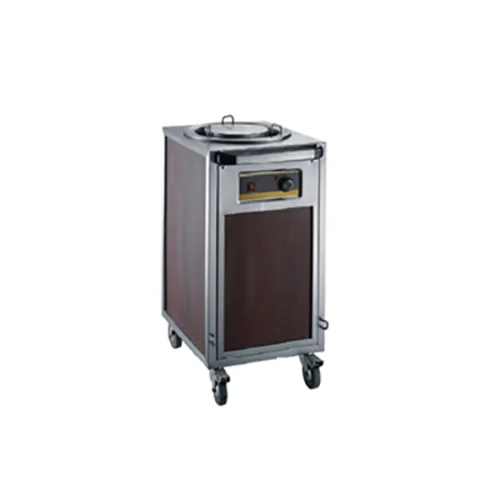1-Holder Wood Grain Heated Plate Trolley