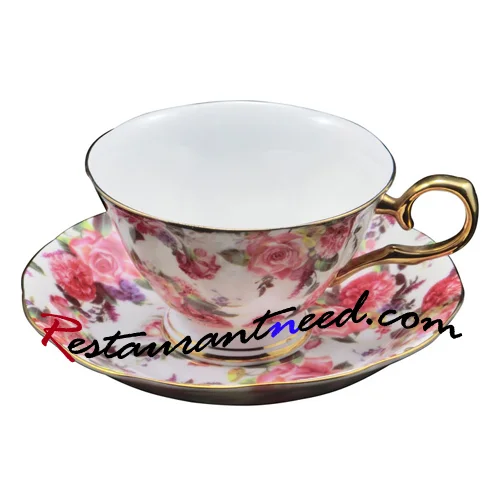 200ml YAMI Rose Tea Cups & Saucers 2 Set