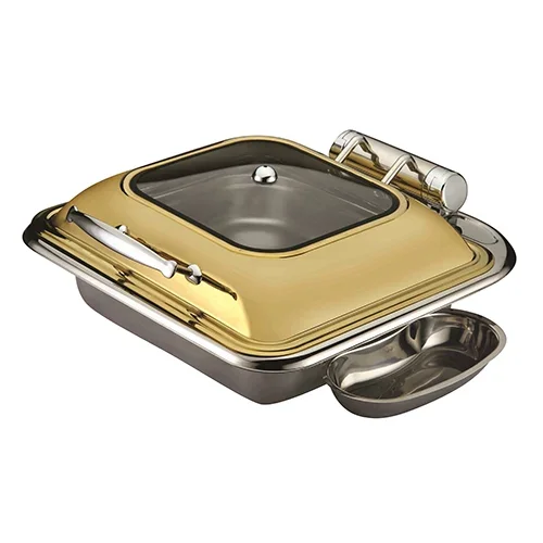 2/3 Size Chafing Dish W/Glass Window Lid( Golden)