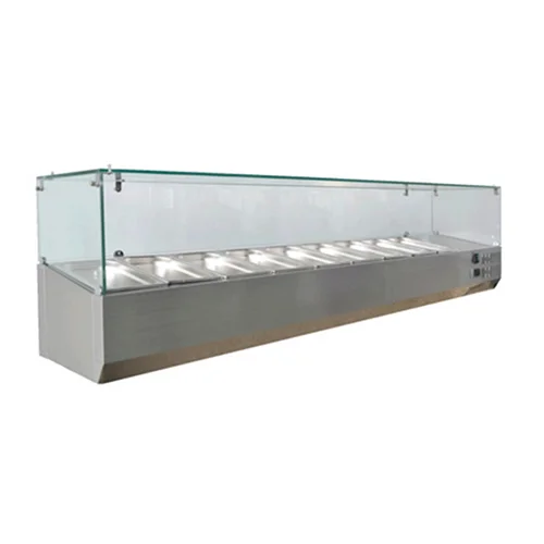 FEELART FET12030CG 1.2m (30L) Countertop Refrigerated Prep Rail with Sneeze Guard