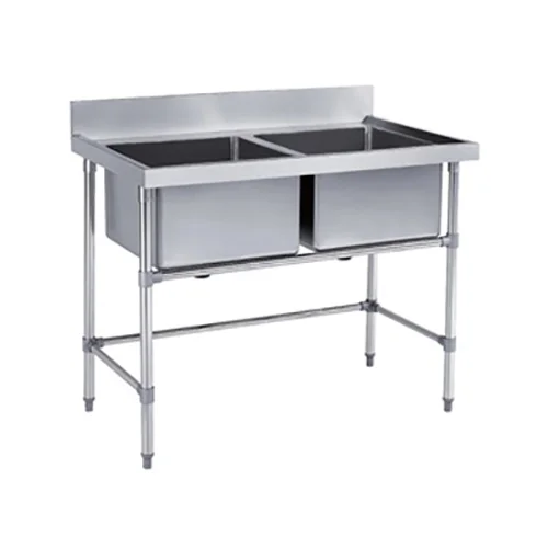 SS304 600mm Double Sinks Bench