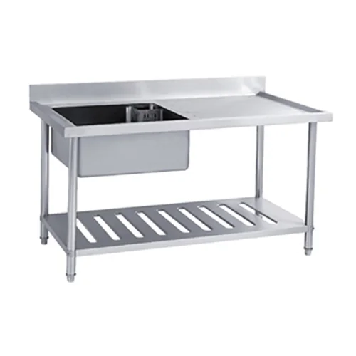 SS304 600mm Single Sink Bench With Under Shelf