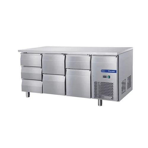FEELART FED18070CS070B Stainless Steel Undercounter Chiller with 4x1/3 and 3x1/2 Drawers