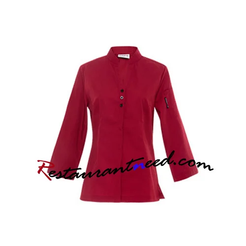 Wine Red Long-Sleeve Waiter Uniform
