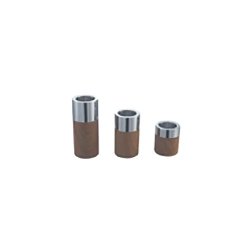 H60mm Stainless Steel Wood Grain Round Candle Holder