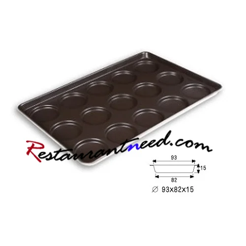 4'' Non-Stick 15 Individual Flat Bottom Hamburger Bun Pan