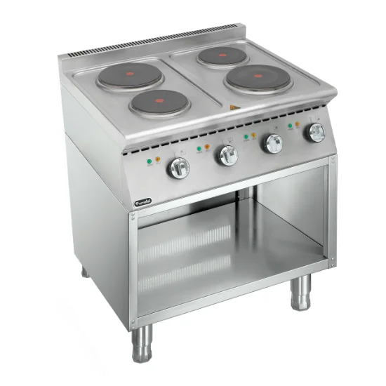 800 X Series Electric 4-Hot Plate Cooker With Open Cabinet