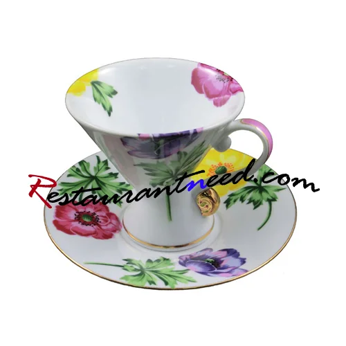 180ml YAMI Chrysanthemum Tea Cups & Saucers 2 Set