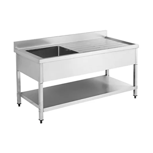 SS304 600mm Single Sink Bench With Under Shelf