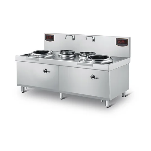 Double Chinese Induction Wok Station with Soup Warmer