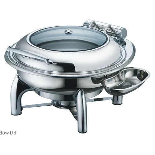 Round Roll Chafing Dish W/Glass Window Lid
