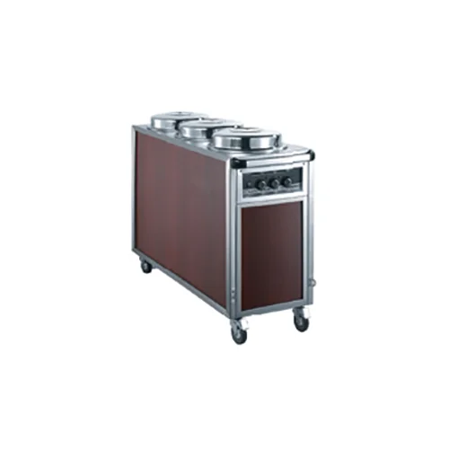 3-Holder Wood Grain Heated Plate Trolley