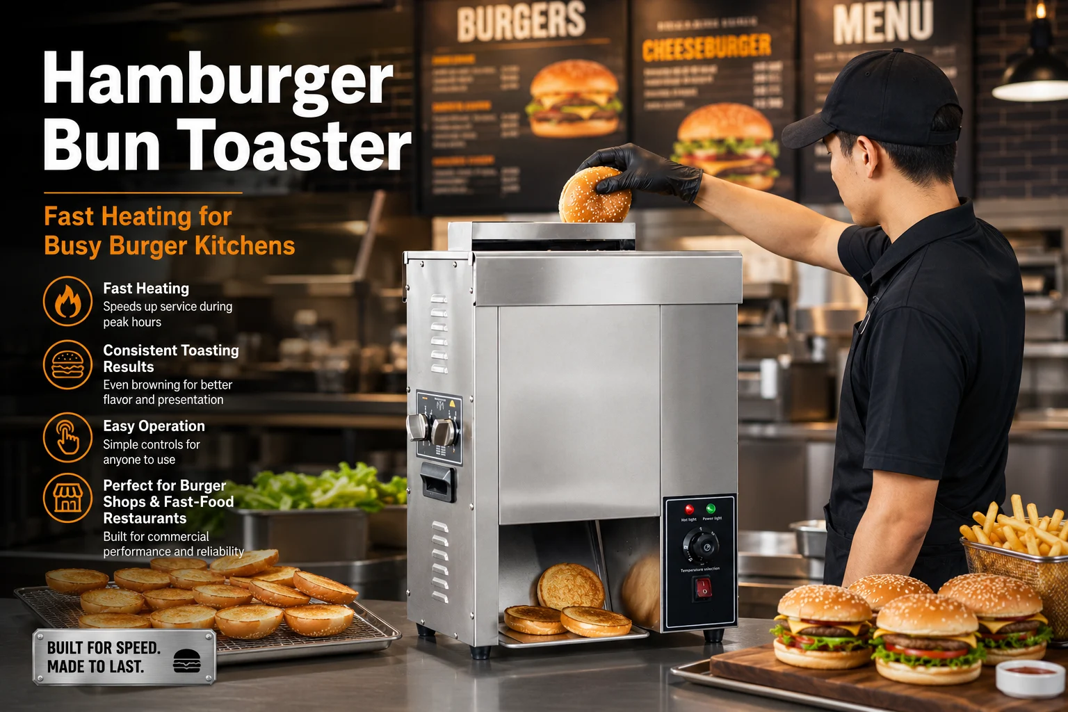 Hamburger Bun Heating Machine for Fast and Consistent Burger Preparation